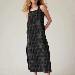 Athleta Black Amara Stripe Arrival Criss Cross Back Maxi Dress Travel Athleisure